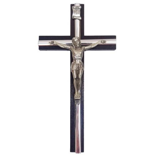 Krzyż wiszący drewniany h21cm WIŚNIA z wkładką - 11536