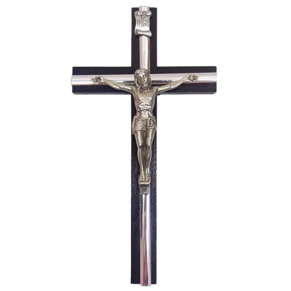 Krzyż wiszący drewniany h21cm WIŚNIA z wkładką - 11536