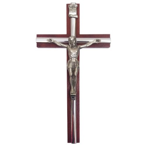 Krzyż wiszący drewniany h21cm WENGE z wkładką - 11534