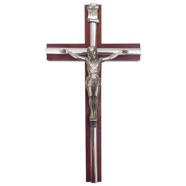 Krzyż wiszący drewniany h21cm WENGE z wkładką - 11534