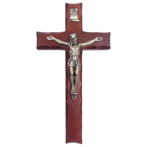 Krzyż wiszący drewniany h21cm WIŚNIA frezowany - 11530