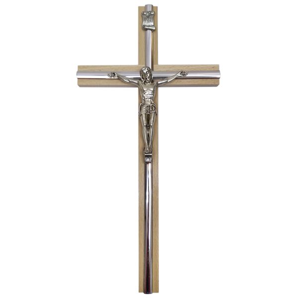 Krzyż wiszący drewniany h28cm BEZBARWNY z pojedynczą wkładką - 11529