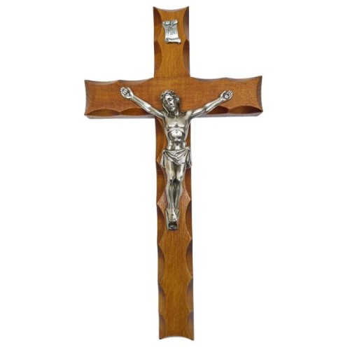 Krzyż wiszący drewniany h28cm mahoń FREZOWANY - 11495