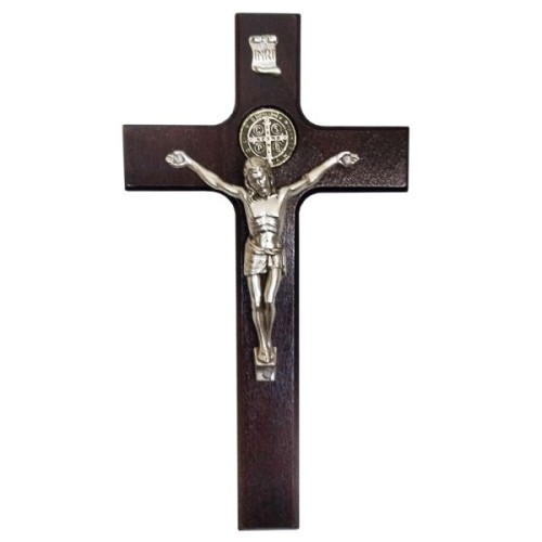 Krzyż wiszący drewniany h16cm Św. Benedykt WENGE - 11488