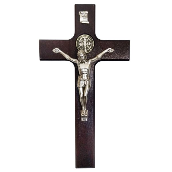 Krzyż wiszący drewniany h16cm Św. Benedykt WENGE - 11488
