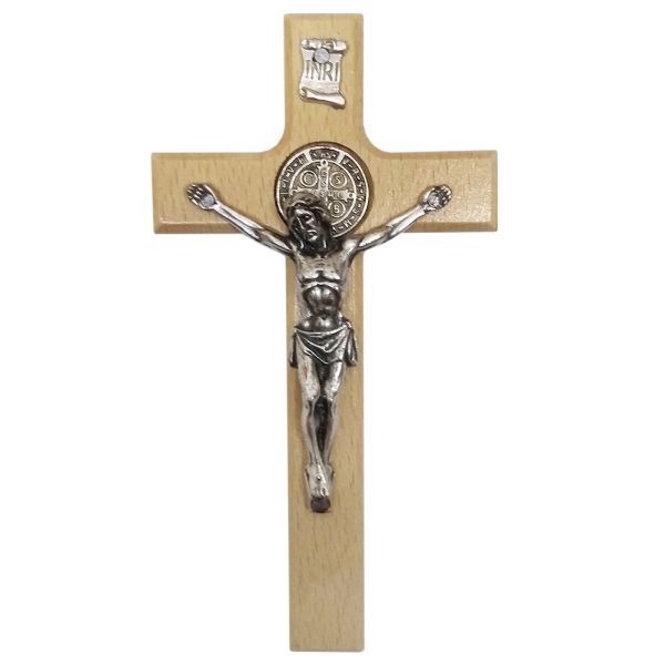 Krzyż wiszący drewniany h11cm Św. Benedykt BEZBARWNY - 11477