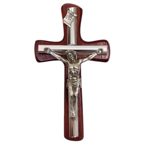 Krzyż wiszący drewniany h10cm WIŚNIA z wkładką - 11467