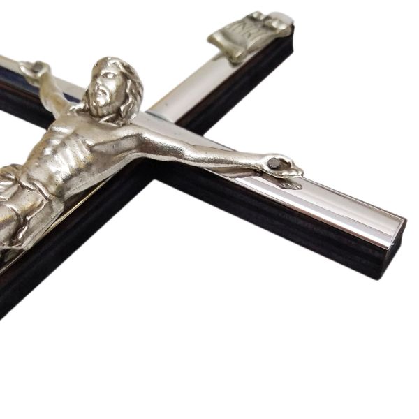Krzyż wiszący drewniany h21cm WENGE WĄSKI z wkładką - 11434