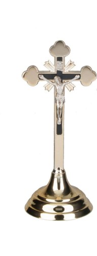 Krzyż stojący tradycyjny mosiądz h20cm - 67499