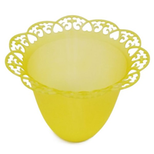 Lampion na świecę śr. 4cm tulipan ŻÓŁTY ZDOBIONY - 11219