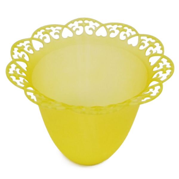 Lampion na świecę śr. 4cm tulipan ŻÓŁTY ZDOBIONY - 11219