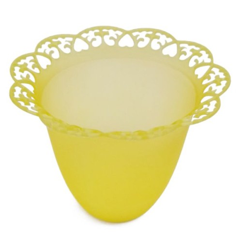 Lampion na świecę śr. 3cm tulipan ŻÓŁTY ZDOBIONY - 11218