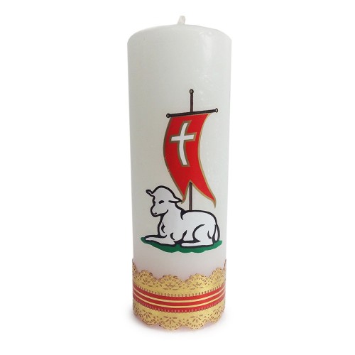 Świeca wielkanocna walec biały - baranek - 10904 5907771419060