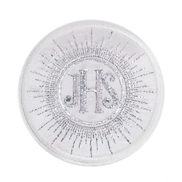 Hostia do naszycia IHS żorżeta - haft srebrny śr.8cm - 10895