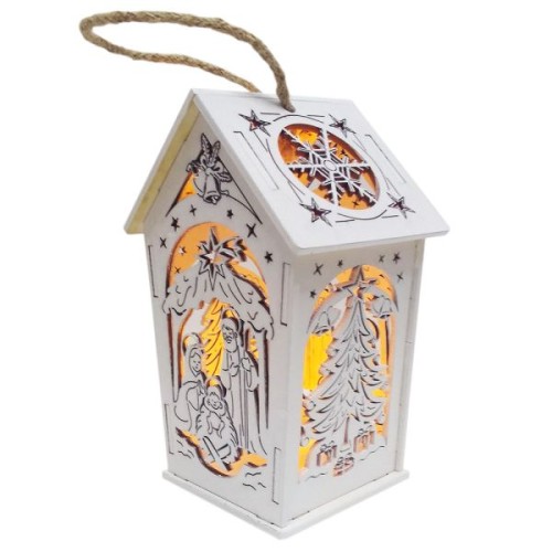 Lampion roratni drewniany biały - 09998 5905523030150