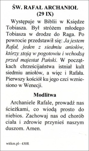 Obrazek św. Rafał Archanioł. Biografia + modlitwa - ! - 09857