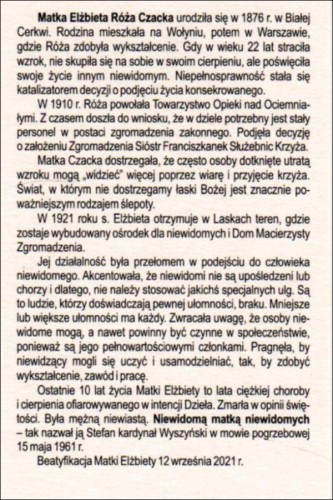Obrazek Bł. Matka Róża Czacka opiekunka niewidomych. Biografia - 09461