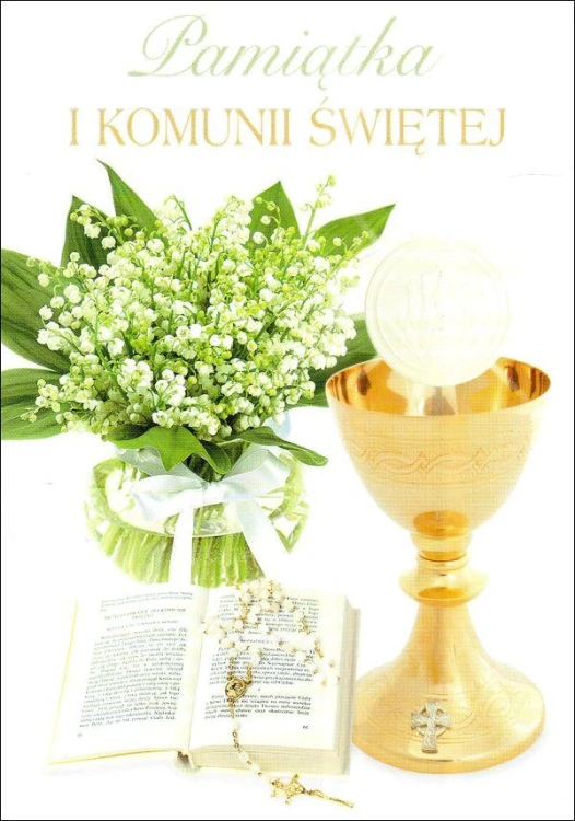 Karnet I Komunia Św. z brokatem (różne wzory) B6 - 09350