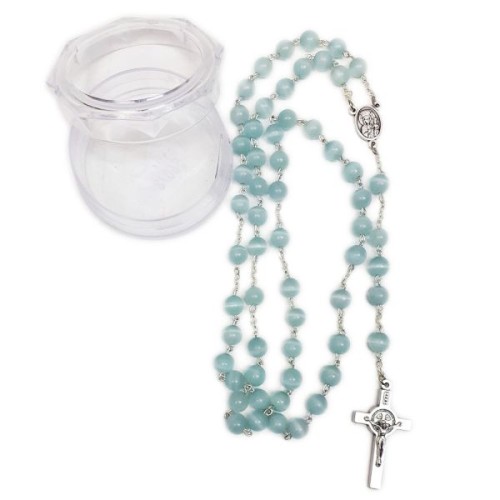 Różaniec kamień naturalny - KOCIE OKO AQUA (niebieski) - 09124