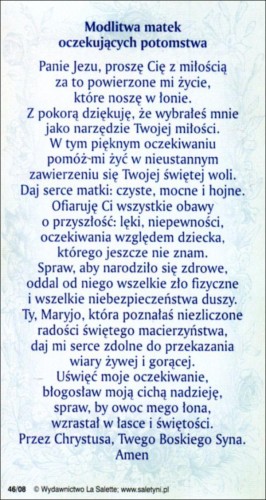 Obrazek Matka Boża z dzieciątkiem. Modlitwa matek oczekujących potomstwa - 08920
