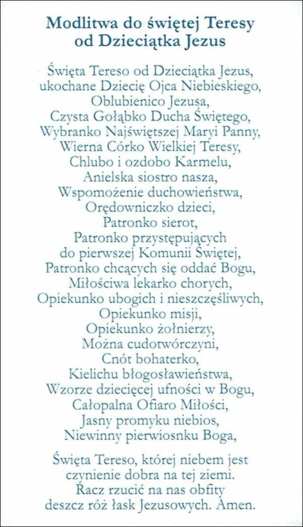 Obrazek z brokatem św. Teresy od Dzieciątka Jezus. Modlitwa do św. Teresy od Dzieciątka Jezus - 08692
