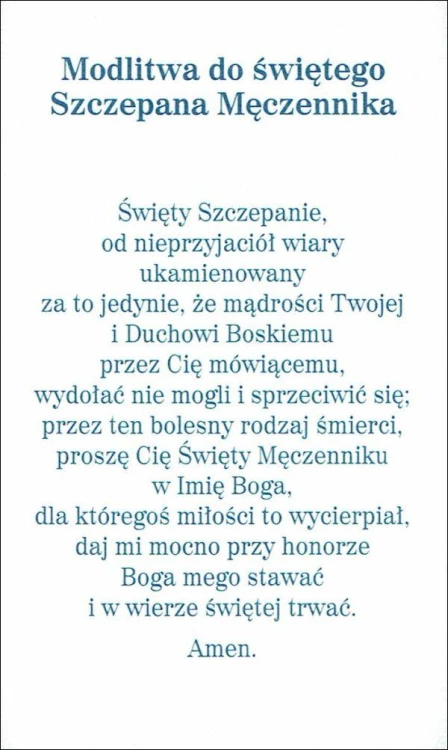 Obrazek z brokatem św. Szczepan. Modlitwa do św. Szczepana Męczennika - 08673