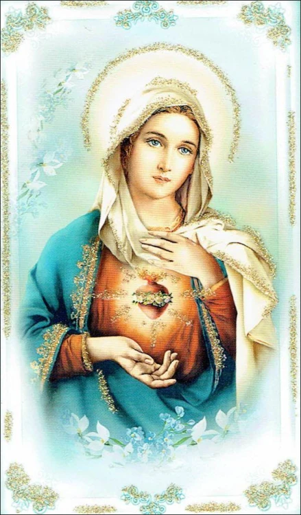 Obrazek z brokatem Najświętsze Serce Maryi. Modlitwa do Najświętszego Serca Maryi - 08653
