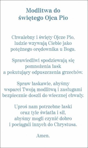 Obrazek z brokatem Ojciec Pio.  Modlitwa do św. Ojca Pio - 08639