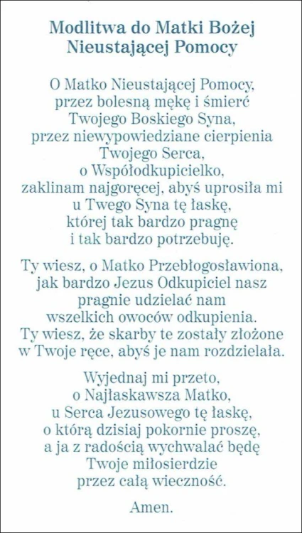 Obrazek z brokatem Matka Boża Nieustającej Pomocy. Modlitwa do Matki Bożej Nieustającej Pomocy - 08637