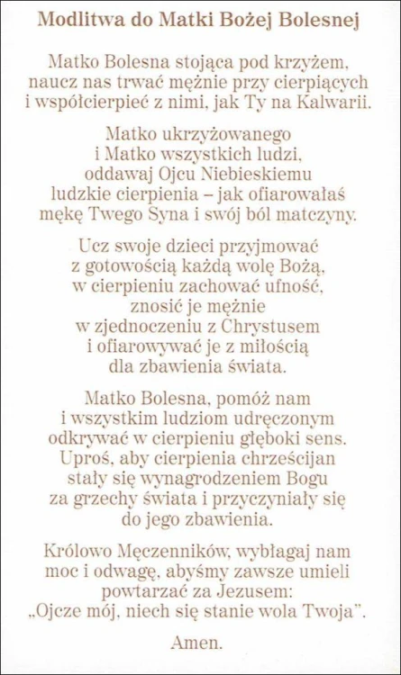Obrazek z brokatem Matka Boża Bolesna. Modlitwa do Matki Bożej Bolesnej - 08634