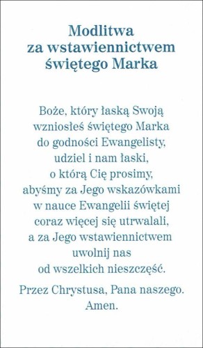 Obrazek z brokatem św. Marek. Modlitwa za wstawiennictwem świętego Marka - 08629