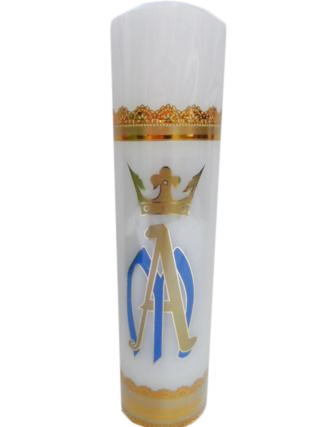 Świeca liturgiczna frontalna biała Maryjna 28x7cm - 08628