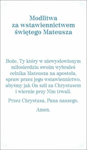 Obrazek z brokatem św. Mateusz. Modlitwa za wstawiennictwem świętego Mateusza - 08615