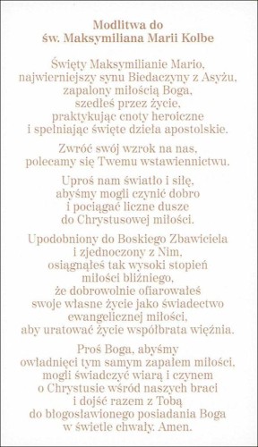Obrazek z brokatem św. Maksymilian Kolbe. Modlitwa do świętego Maksymiliana Marii Kolbe - 08610