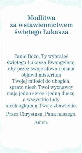 Obrazek z brokatem św. Łukasz. Modlitwa za wstawiennictwem św. Łukasza - 08607