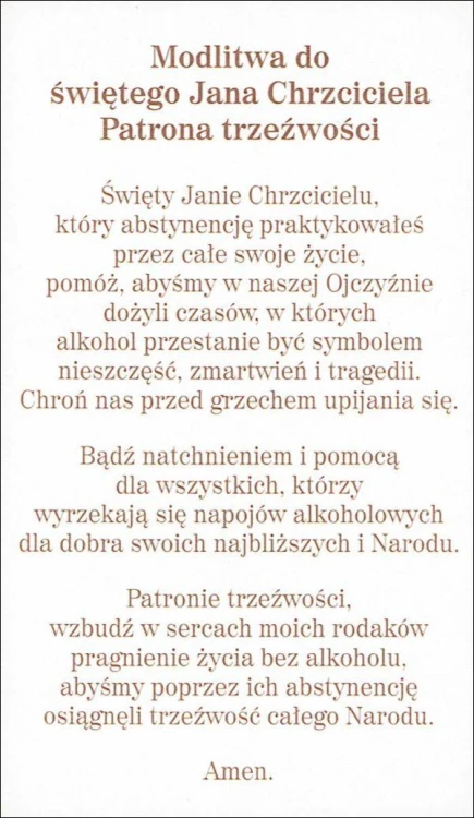 Obrazek z brokatem św. Jan Chrzciciel . Modlitwa do św. Jana Chrzciciela Patrona trzeźwości - 08594