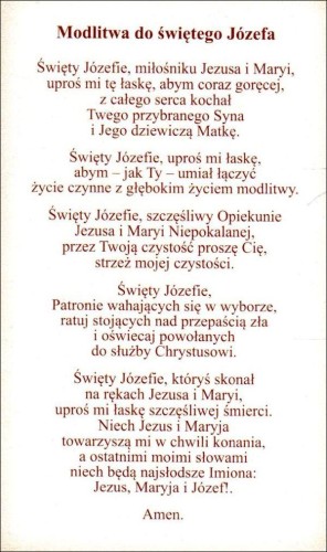Obrazek z brokatem św. Józef. Modlitwa do św. Józefa. - 08593