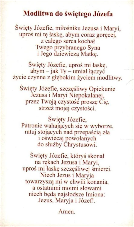 Obrazek z brokatem św. Józef. Modlitwa do św. Józefa. - 08593