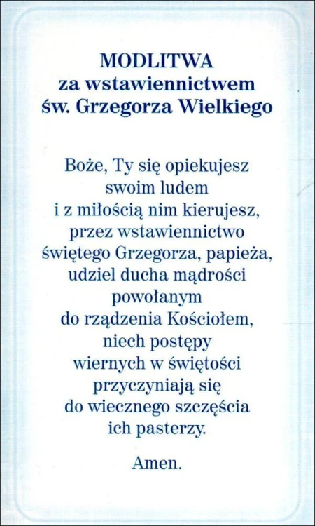 Obrazek z brokatem św. Grzegorz Wielki. Modlitwa za wstawienicwem św. Grzegorza Wielkiego - 08585