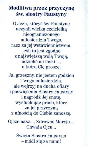 Obrazek z brokatem Faustyna. Modlitwa przez przyczynę św. Faustyny. - 08583