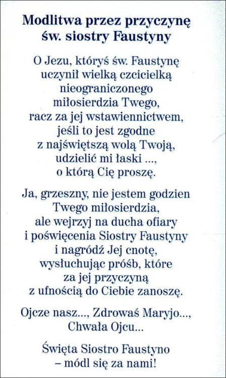 Obrazek z brokatem Faustyna. Modlitwa przez przyczynę św. Faustyny. - 08583