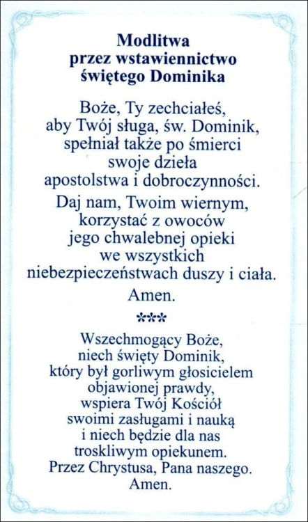 Obrazek z brokatem Dominik. Modlitwa przez wstawiennictwo św. Dominika - 08580