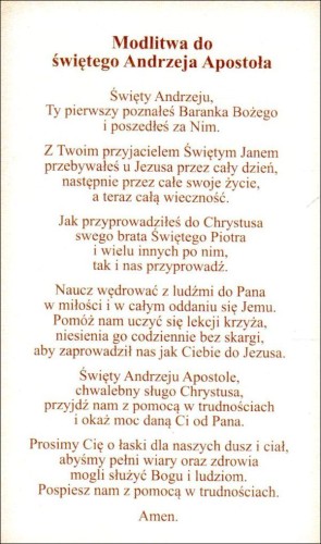 Obrazek z brokatem św. Andrzej Apostoł. Modlitwa do św. Andrzeja Apostoła. - 08572