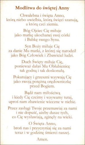 Obrazek z brokatem św. Anny. Modlitwa do św. Anny - 08571