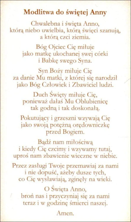 Obrazek z brokatem św. Anny. Modlitwa do św. Anny - 08571