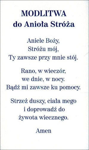 Obrazek z brokatem Anioł Stróż. Modlitwa do Anioła Stróża - 08529