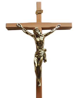 Krzyż wiszący drewniany h45cm jasny - 08476