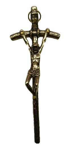 Krzyż wiszący papieski mosiądz h 10,5cm - 08472