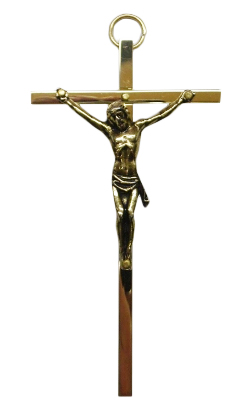 Krzyż wiszący metalowy mosiądz h9,5cm - 08470