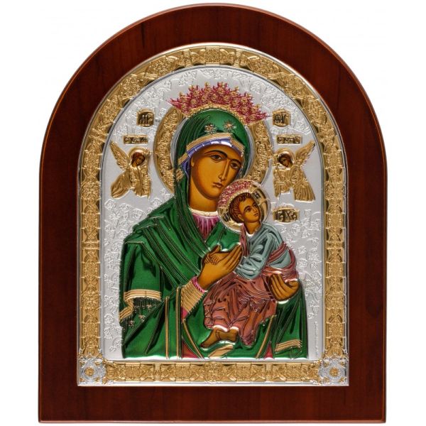 Ikona (grecka) srebrna częściowo pozłacana Matka Boża Nieustającej Pomocy 17,3x20,8cm - 08456 8054040637940